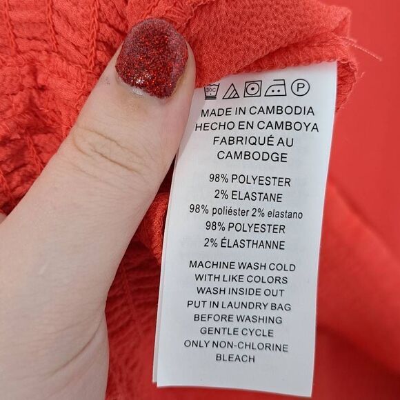 MICHAEL Michael Kors Tie Sleeve Elastic Hem Blouse in Bright Orange size M - Picture 6 of 7